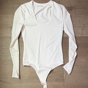 Abercrombie & Fitch White Scoop Neck Bodysuit